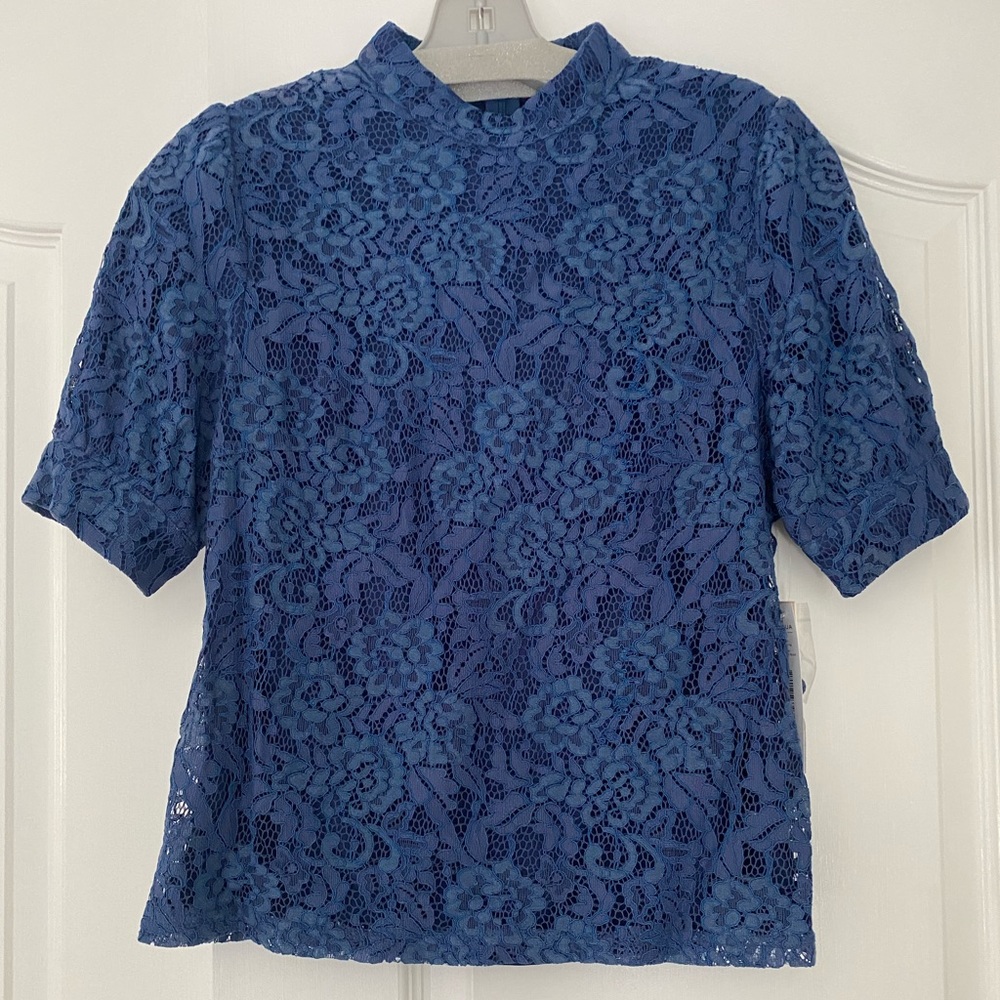 Blue lace aqua blouse